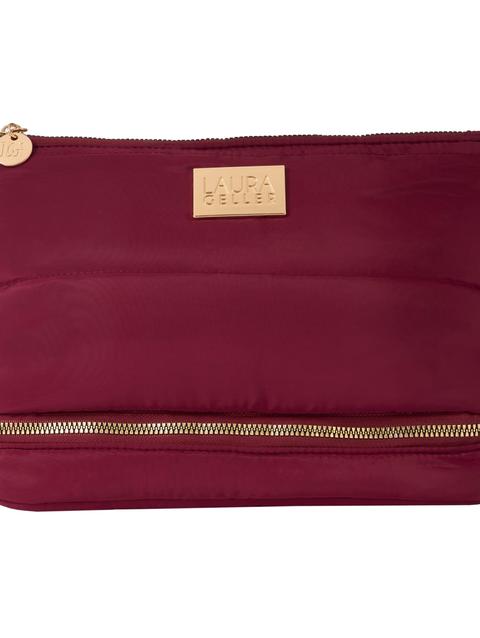 Laura Geller Quilted Makeup Bag with Brush Case, Burgundy